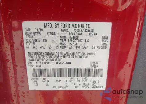 2011 Ford F-150 Xlt z USA, uszkodzony, nr VIN 1FTFX1EF9BFA29389